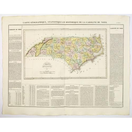 Old map image download for Carte Geographique, Statistique et Historique de la Caroline du Nord.