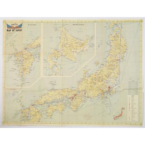 Old map image download for Pacific Stars and Stripes Tourist Map of Japan.