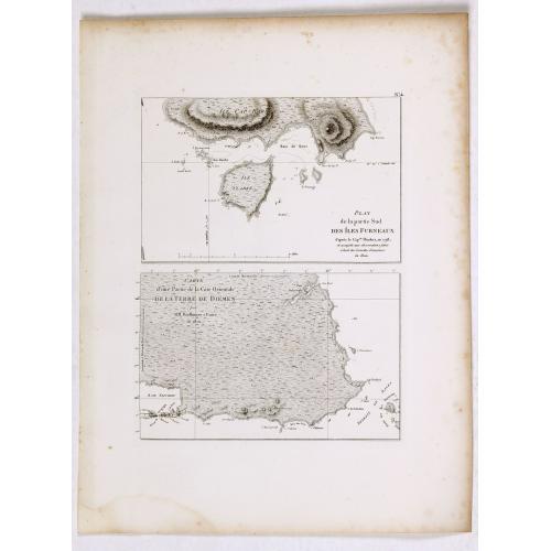 Old map image download for Plan de la partie sud des Iles Furneaux d'apres le Capne. Flinders, en 1798, et assujetti ... [together with] Carte d'une partie de la cote orientale de la terre de Diemen / par M. M. Boullanger et Faure en 1802.