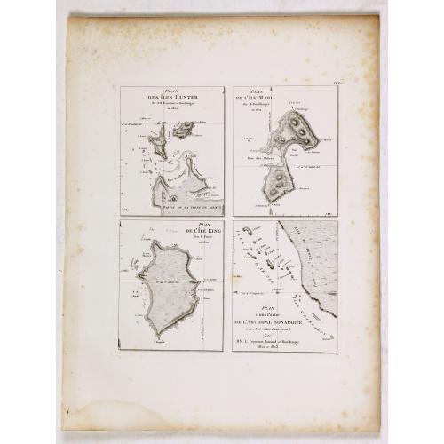 Old map image download for Plan des Iles Hunter par M. M. Freycinet et Boullanger, an 1802. [with] Plan de l'Ile Maria par M. Boullanger, an 1802. [with] Plan de l'Ile King par M. Faure, an 1802. [with] Plan d'une partie de l'Archipel Bonaparte (a la Nouvelle-Hollande)