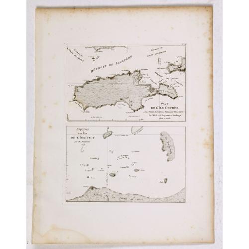 Old map image download for Plan de l'Ile Decres (à la Terre Napoleon, Nouvelle-Hollande) par M. M. L. et H. Freycinet et Boullanger, 1802 et 1803. [with] Esquisse des Iles de l'Institut . . .