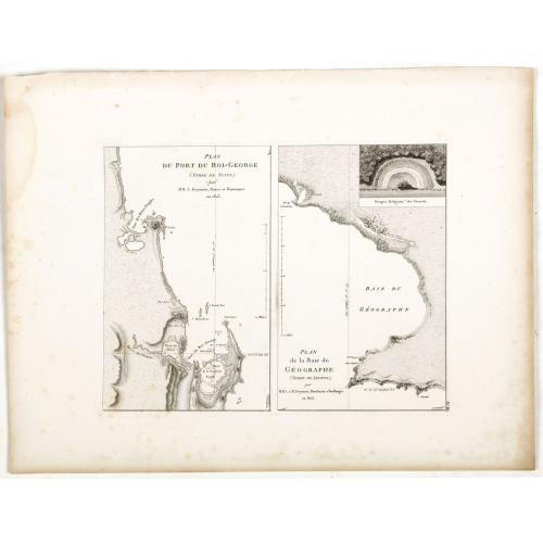 Old map image download for Plan du port du Roi-George, à la terre de Nuyts. . . [with] Plan de la baie du Geographe, à la terre de Leuwin. . .