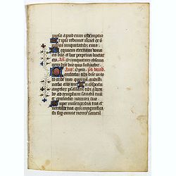 Leaf on vellum from a manuscript Book of Hours.