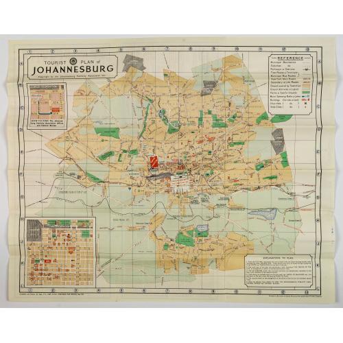 Old map image download for Tourist Plan of Johannesburg.