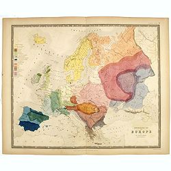 Ethnographic map of Europe by dr. Gustaf Kombst.