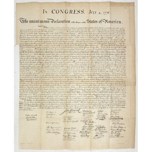 Old map image download for In congress, July 4, 1776. The unanimous declaration of the thirteen united Styates of America.