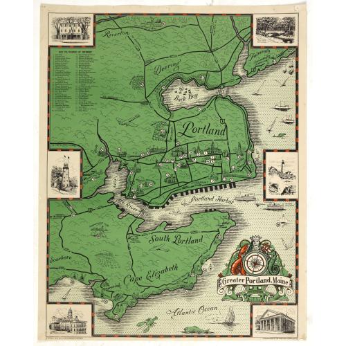 Old map image download for Greater Portland, Maine.