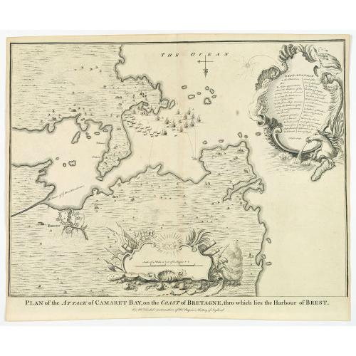 Old map image download for Plan of Attack of Camaret Bay, on the Coast of Bretagne. . .