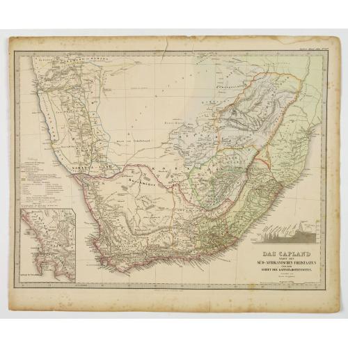 Old map image download for Das Capland nebst den Sud-Afrikanischen Freistaaten und dem gebeit der Kaffern & Hottentotten.