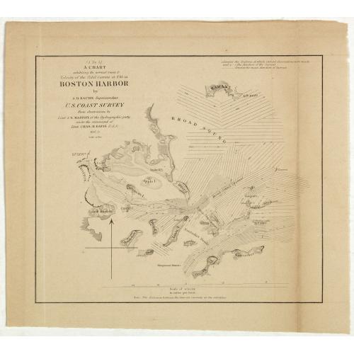 Old map image download for A chart exhibiting the normal course & velocity of the tidal current at ebb in Boston Harbor.