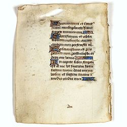 Leaf on vellum from a manuscript Book of Hours.