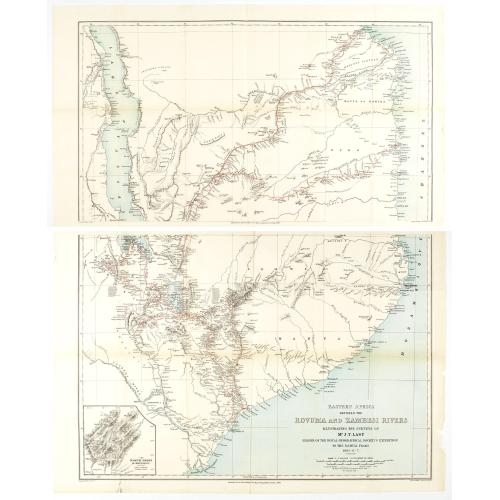 Old map image download for Eastern Africa beteween the Rovuma and Zambesi rivers illustrating the surveys of Mr. J.T. Last.. . .