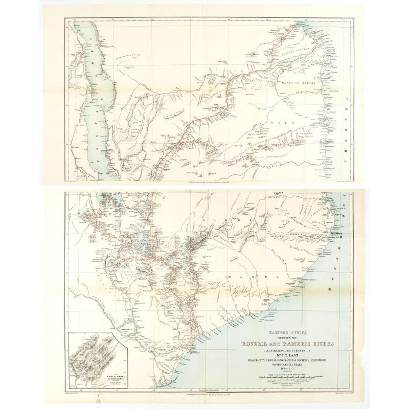 Eastern Africa beteween the Rovuma and Zambesi rivers illustrating the surveys of Mr. J.T. Last.. . .