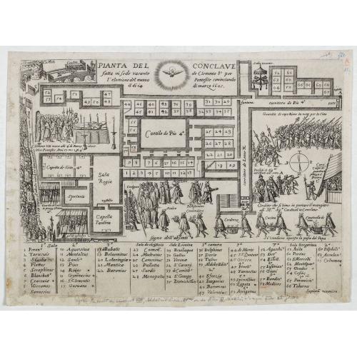 Old map image download for Pianta del Conclave fatta in sede vacante di Clemente 8° per l'elettione del nuovo Pontefice cominciando il di 14 di marzo 1605.