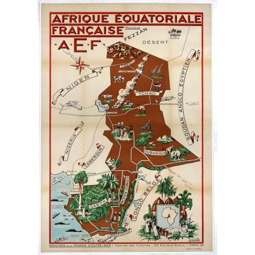 Old map image download for Afrique Equatoriale Française AEF.