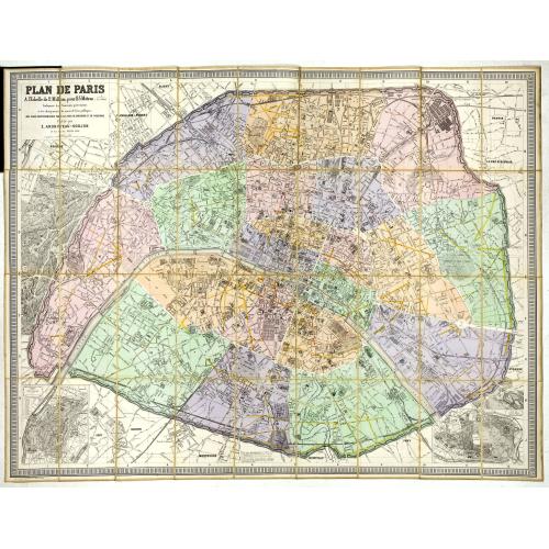 Old map image download for Plan de Paris A l'Echelle de 2 Millim. pour 2.5 Metres . . . Indiquant les Nouveaux percements et les changements de mons de Voies publiques Avec Plans Supplmentaries Pour Les Bois De Boulogne et De Vicennes . . .