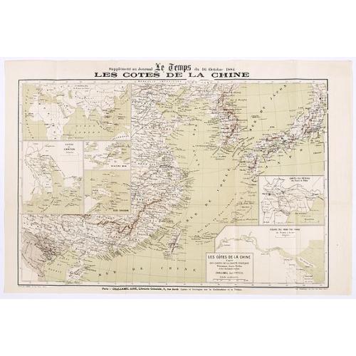 Old map image download for Les Côtes de la Chine supplément au journal le temps du 16 Octobre 1884