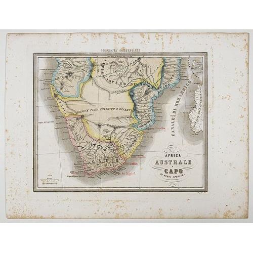 Old map image download for Africa Australe E Capo di buona Speranza.