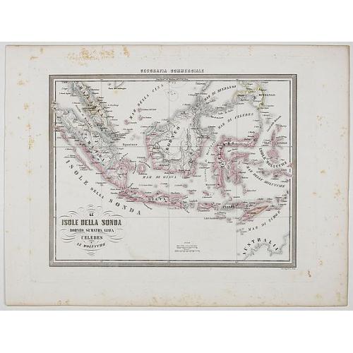 Old map image download for Le Isole della sonda Borneo, Sumatra, Giava Celebes e Le Molucche.