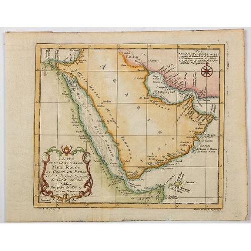 Old map image download for Carte de la Coste d'Arabie, Mer Rouge, et Golfe de Perse. . .