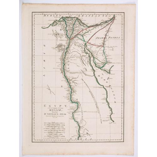 Old map image download for Egypt, Called in the Language of the Country Missir drawn from D'Anville's Atlas.