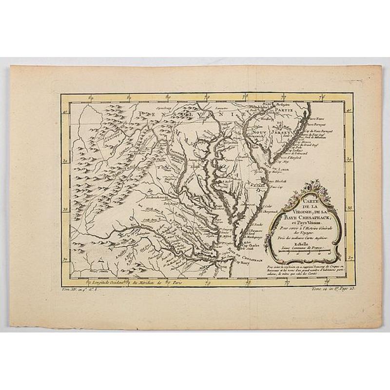 Carte de la Virginie, de la Baye Chesapeack, et Pays Voisins.