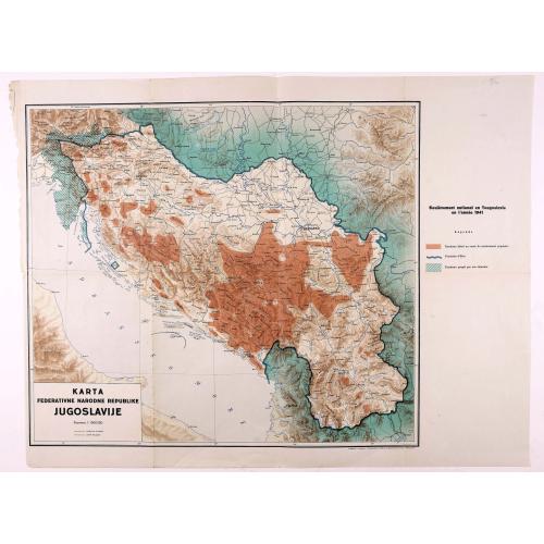 Old map image download for Karta Federativne Narodne Republike Jugoslavije.