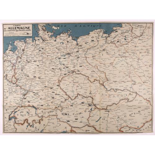 Old map image download for Carte d'Allemagne avec emplacement des stalags & oflags.