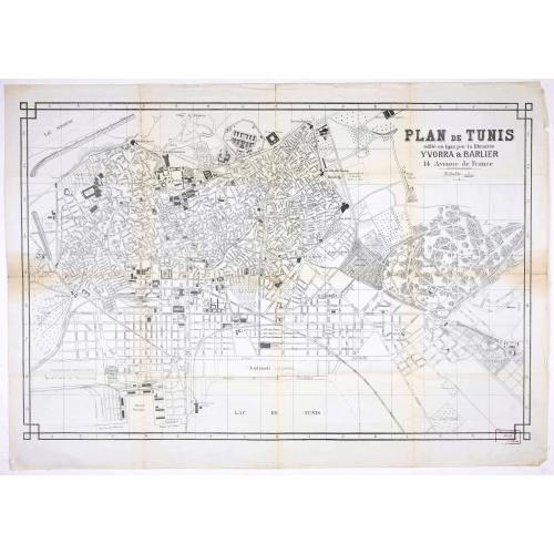 Old map image download for Plan de Tunis edité en 19éé par la librairie Yvorra & Barlier