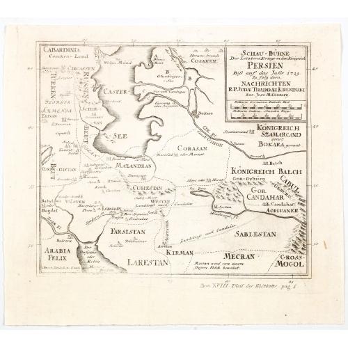 Old map image download for Schau-Buhne des Letzern Kriegs in dem Konigreich Persien. . .