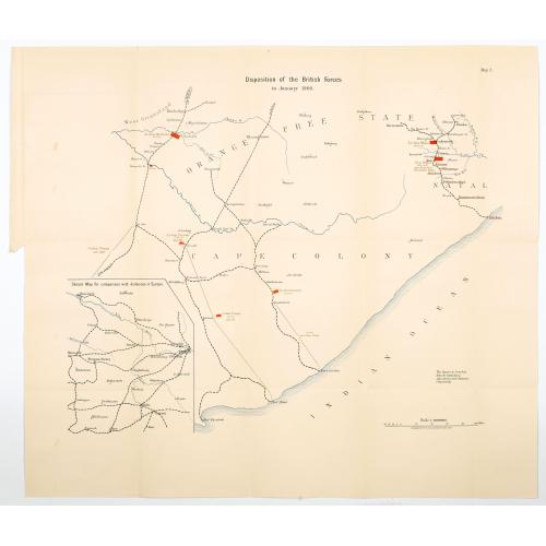 Old map image download for Disposition of the British Forces in January 1900.390