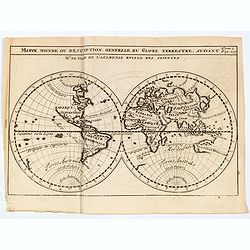 Mappe monde ou description generale du globe terrestre suivant Mr.de Lisle de l'academie Royale des sciences.