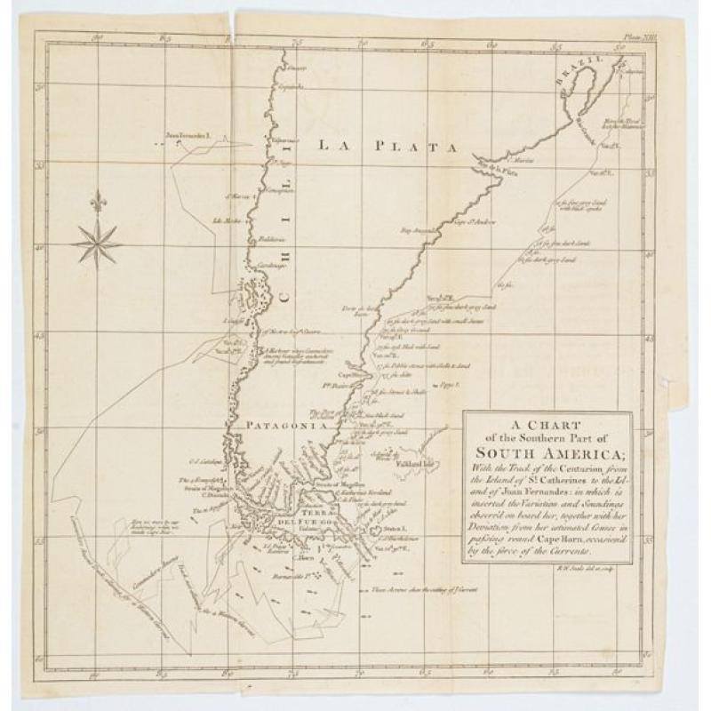 A Chart of the Southern Part of America, with the track of the Centurion. . .