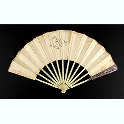 A folding fan showing a nautical festival, ca. 1770.