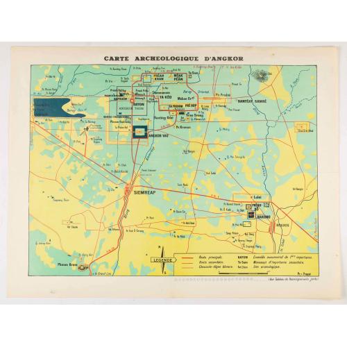 Old map image download for Carte Archeologique D'Angkor.