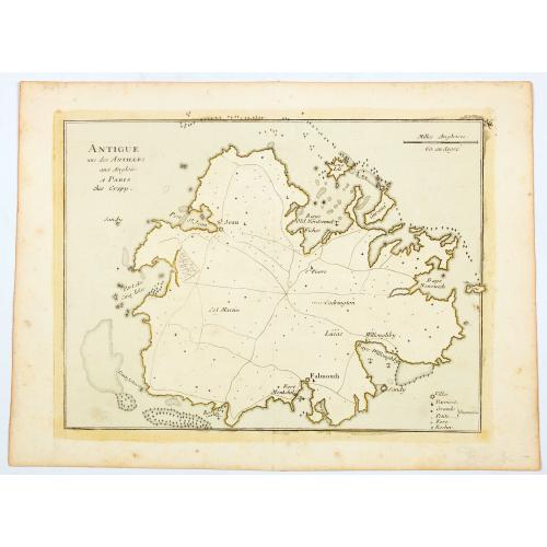 Old map image download for Antigue une des Antilles aux Anglois.