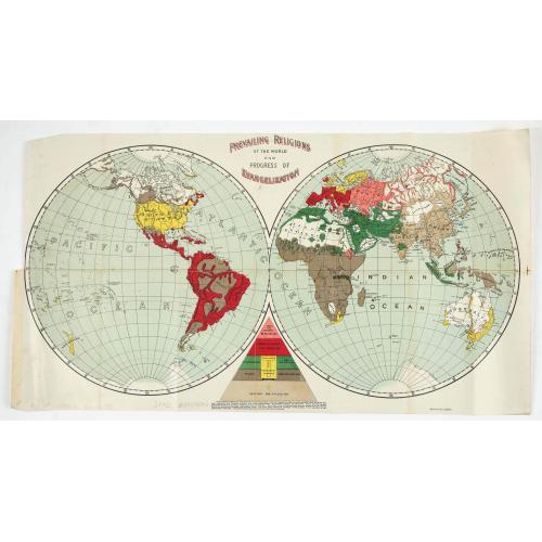 Old map image download for Prevailing Religions of the World and Progress of Evangelization.