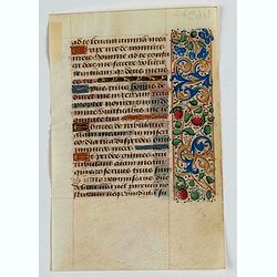 Manuscript leaf, on vellum from a book of hours.