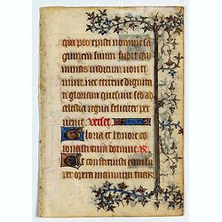 Manuscript leaf, on vellum from a book of hours.