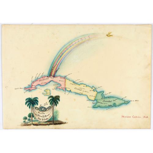 Old map image download for Arribo de Albina Steffanoni a la Isla de CUBA. 1848.