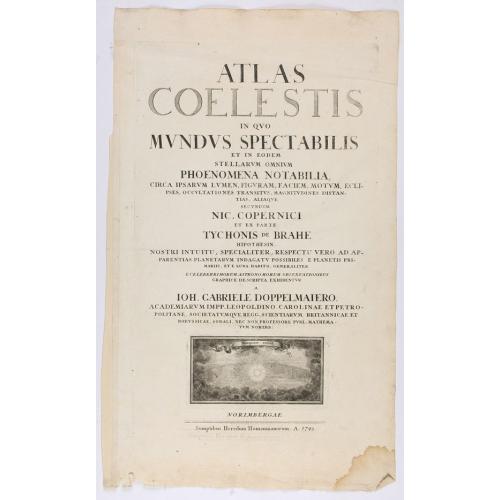 Old map image download for [Title page] Atlas Coelestis in mundus spectabilis, et in eodem Stellarum