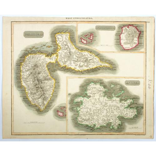 Old map image download for Guadaloupe / Marie Galante / Antigua.