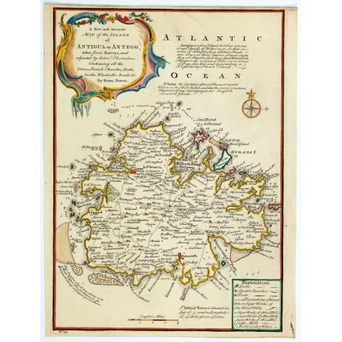 Old map image download for A New and Accurate Map of the Island of Antigua or Antego. . .