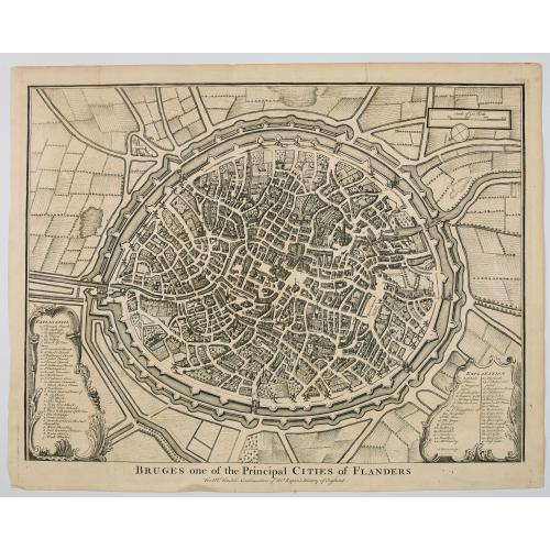 Old map image download for Bruges one of the Principal Cities of Flanders.