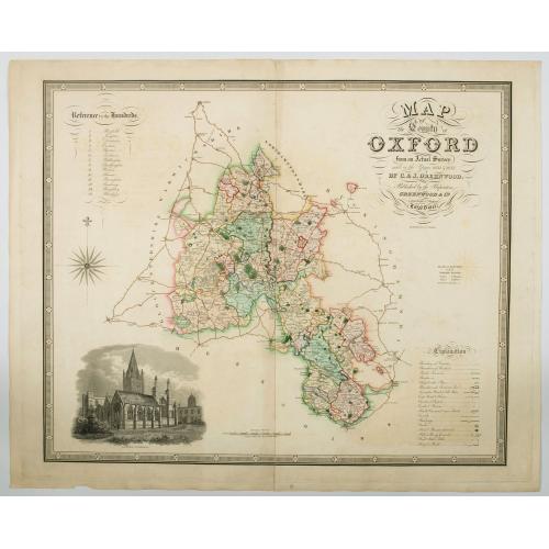 Old map image download for Map of the County of Oxford from an actual survey in the years 1831 & 1832. . .