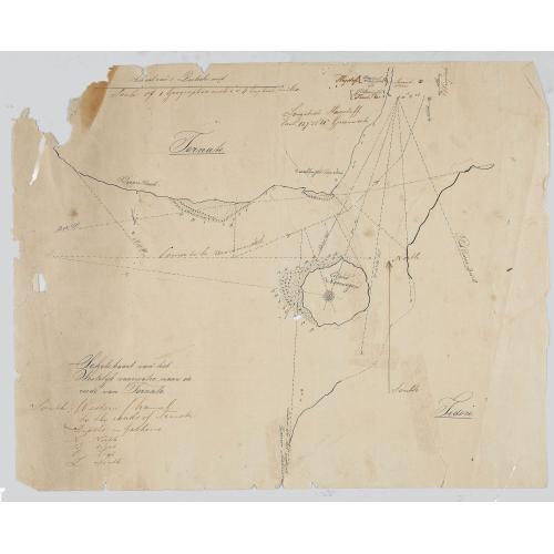 Old map image download for [Lot of 2 manuscript maps] Schetskaart van het westelijk vaarwater naar de reede van Ternate. [together with ] Sketch of the island of Ternate, Tidore and to the Southward.