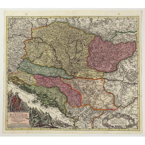 Old map image download for Regnorum Hungariae, Dalmatiae, Croatiae. . .