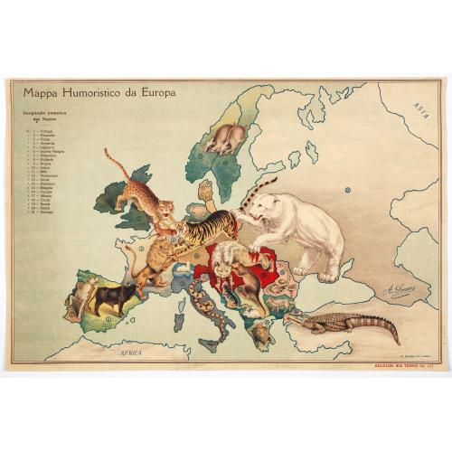 Old map image download for Mappa Humoristico da Europa.