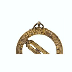 Very fine brass astronomical equinoctial ring with two brass circles.