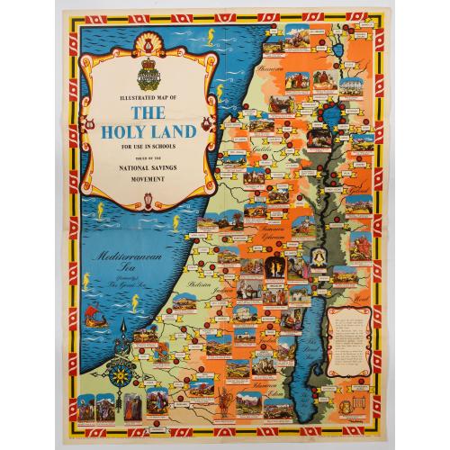 Old map image download for Ilustrated Map of The Holy Land for use in schools…